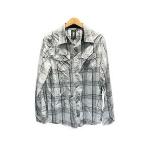 Current Black and White Plaid Pearl Button Western Extra Large (XL)